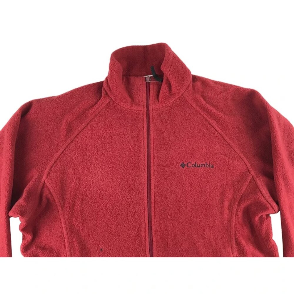 Columbia Womens Burgundy Long Sleeves Pocket Full Zip Fleece Jacket Size Medium - Picture 2 of 11